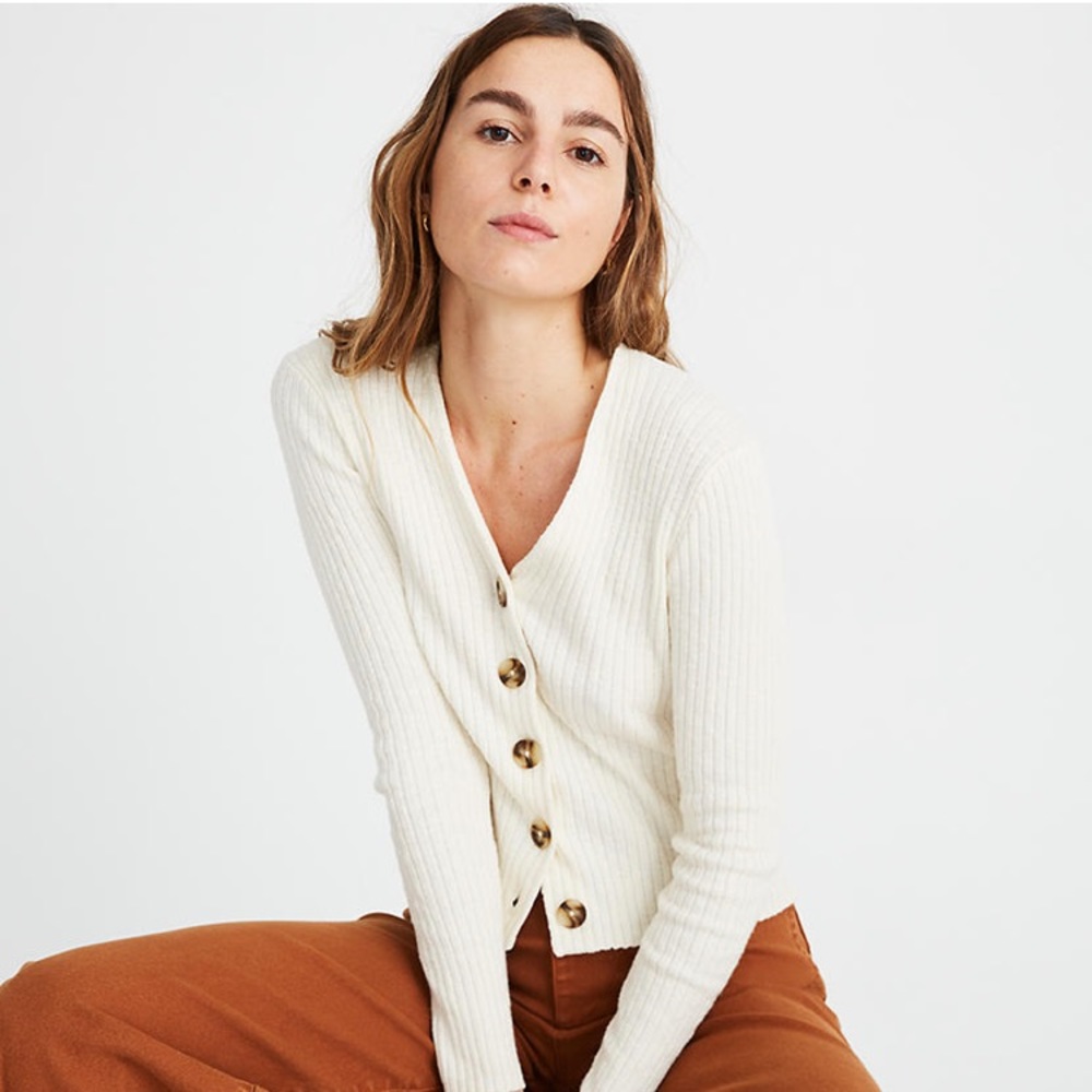 Madewell Shrunken Ribbed Cardigan Sweater XXS